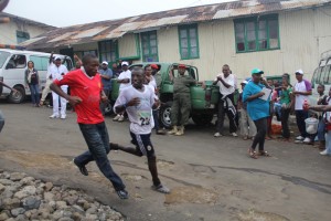 Runner with his support